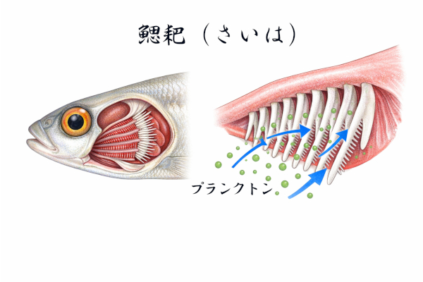 メダカの鰓耙(さいは)の構造イメージ
