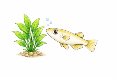 水草とメダカのシンプルな無料イラスト